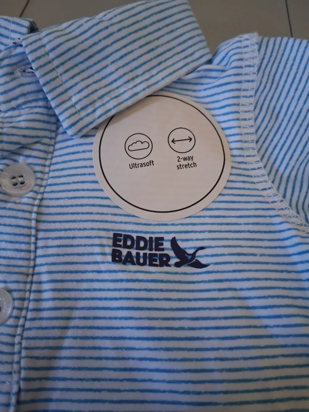 Eddie Bauer Baby Boys Blue Striped Polo Romper Size 18M